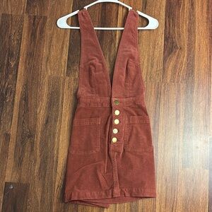 Rust Corduroy Button-Front Dress